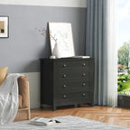 Commode de tiroirs noire/bleue de style rétro à poignée coquille (4 ou 6 tiroirs, assemblage par 1 personne)