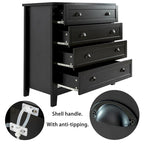 Commode de tiroirs noire/bleue de style rétro à poignée coquille (4 ou 6 tiroirs, assemblage par 1 personne)