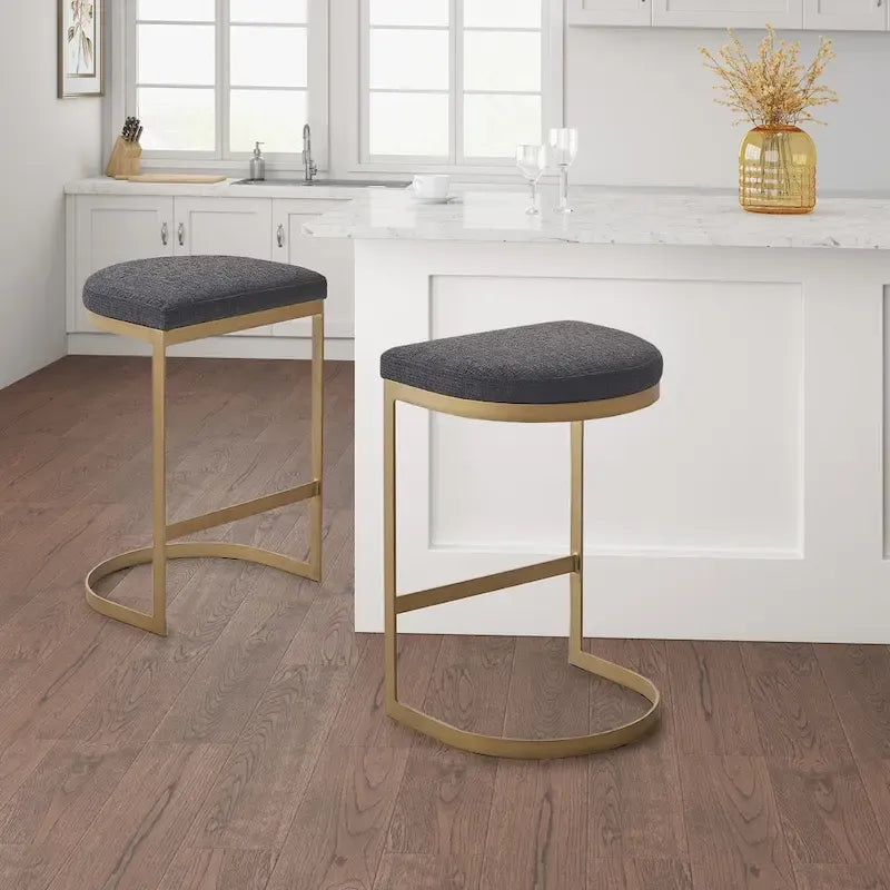 Tabouret de comptoir sans dossier anthracite et or antique, 1 place
