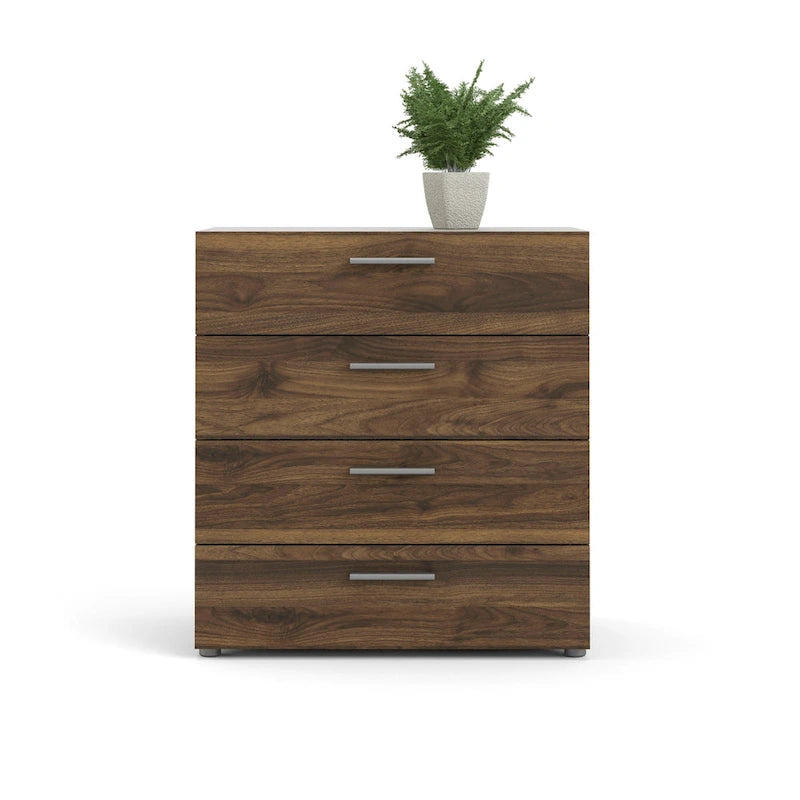 Commode 4 tiroirs Blanche / Chêne / Truffe / Noyer / Effet bois – Montage par 2 personnes