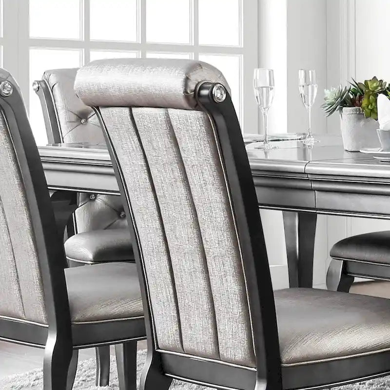 Chaise de salle à manger en similicuir gris Champagne, lot de 2