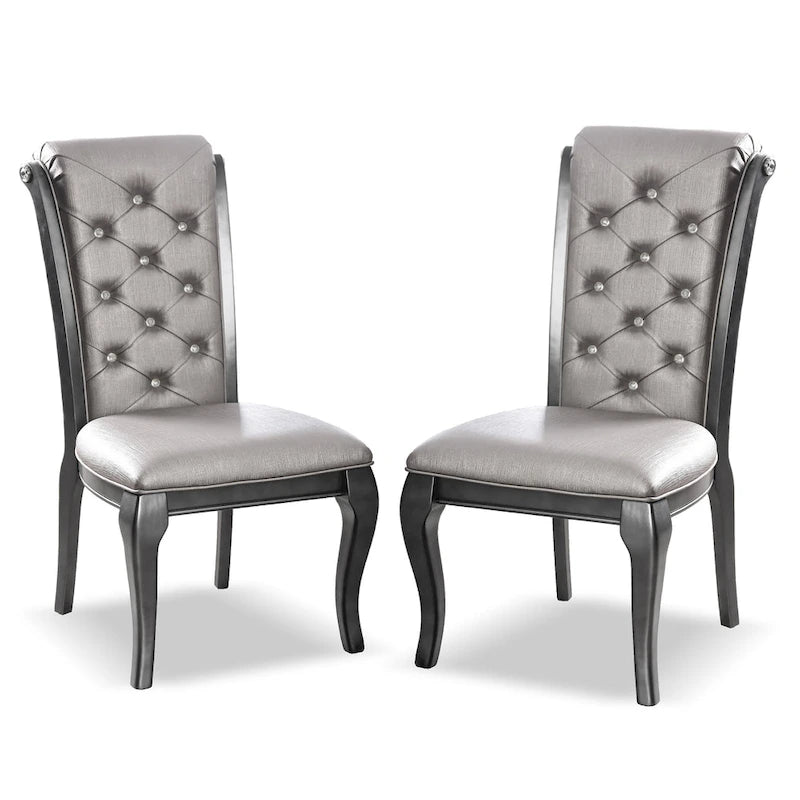 Chaise de salle à manger en similicuir gris Champagne, lot de 2