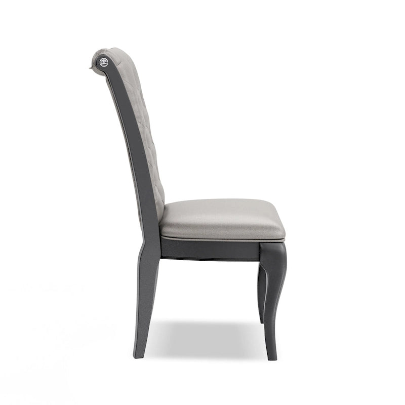 Chaise de salle à manger en similicuir gris Champagne, lot de 2