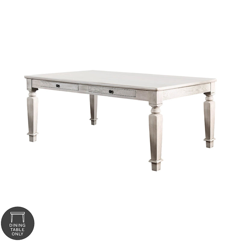 Table à manger rectangulaire antique blanche, 4-6 places