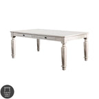 Table à manger rectangulaire antique blanche, 4-6 places