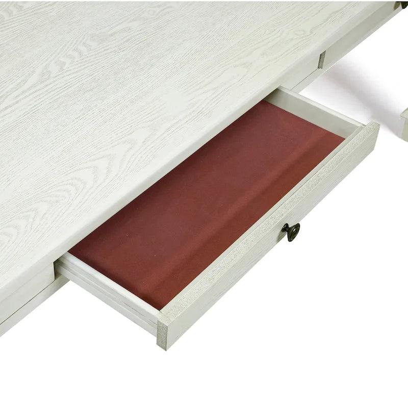 Table à manger rectangulaire antique blanche, 4-6 places