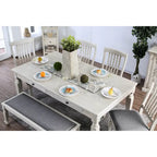 Table à manger rectangulaire antique blanche, 4-6 places