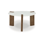 Table basse en bois de manguier avec plateau en marbre blanc/brun – 1 pièce