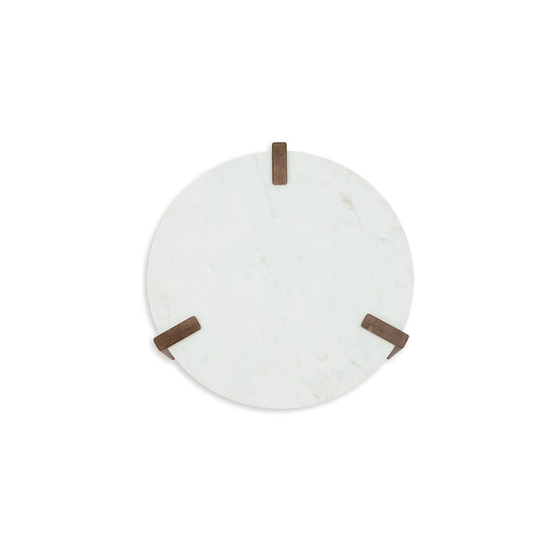 Table basse en bois de manguier avec plateau en marbre blanc/brun – 1 pièce
