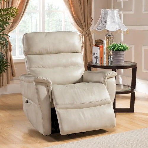 Fauteuil inclinable beige releveur électrique, style contemporain, 1 place