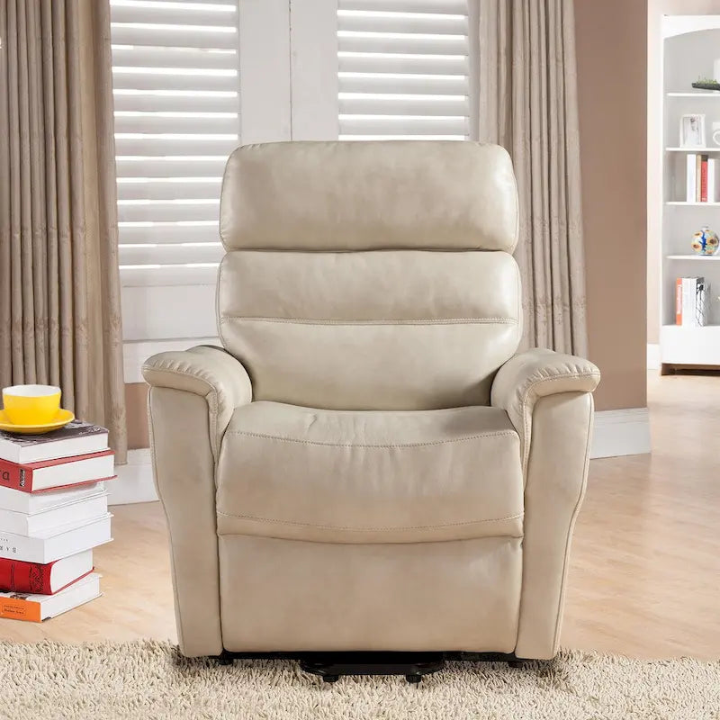Fauteuil inclinable beige releveur électrique, style contemporain, 1 place