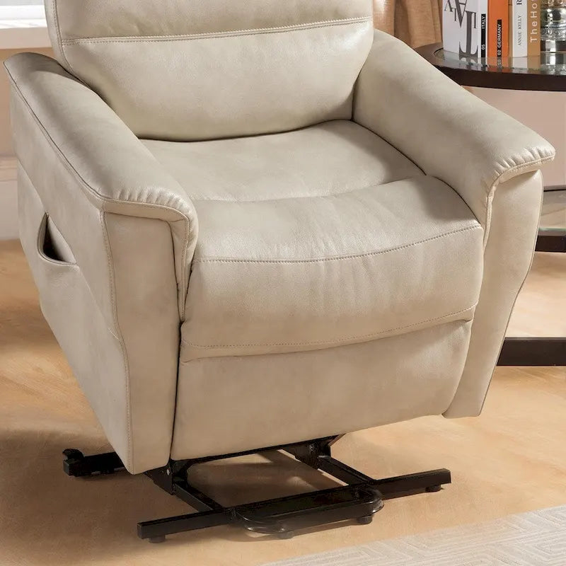 Fauteuil inclinable beige releveur électrique, style contemporain, 1 place