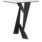 Table à manger moderne noire avec plateau en verre, 6 places