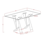 Table à manger moderne noire avec plateau en verre, 6 places