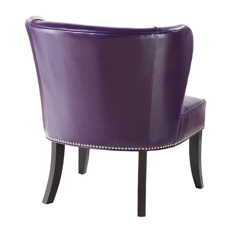 Fauteuil d'appoint sans accoudoirs à oreilles en similicuir violet – 1 place