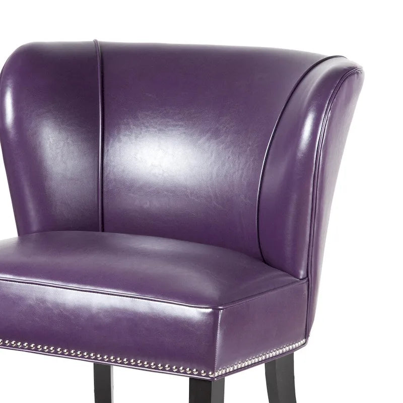 Fauteuil d'appoint sans accoudoirs à oreilles en similicuir violet – 1 place