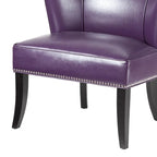 Fauteuil d'appoint sans accoudoirs à oreilles en similicuir violet – 1 place