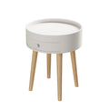 Table de chevet ronde blanche avec tiroir, simple, MDF