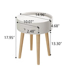 Table de chevet ronde blanche avec tiroir, simple, MDF