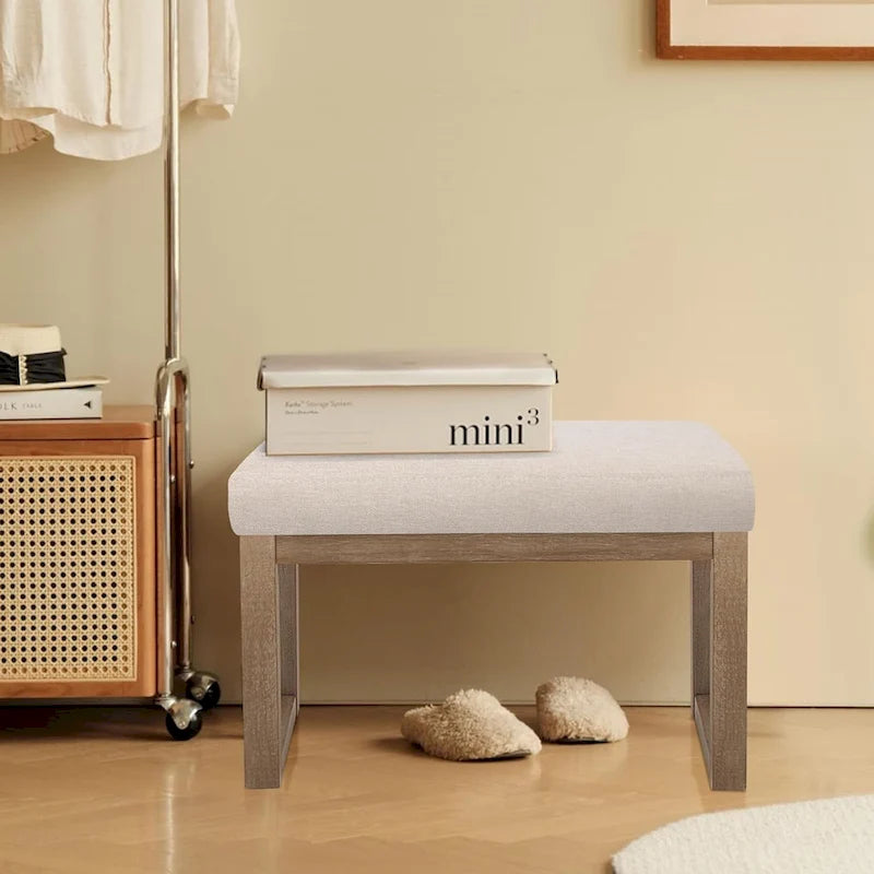 Pouf carré rembourré beige – Petit, 1–2 places