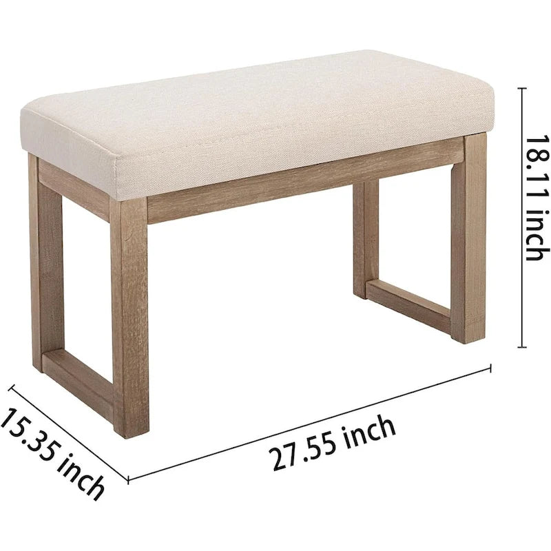 Pouf carré rembourré beige – Petit, 1–2 places