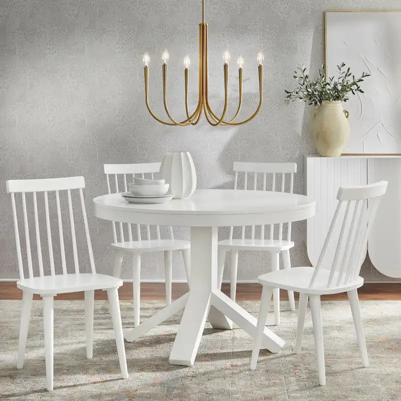 Table à manger ronde sur pied blanche pour 2 à 4 personnes