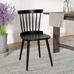 Chaise de salle à manger Windsor noire à dossier à barreaux, lot de 2/4