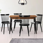 Chaise de salle à manger Windsor noire à dossier à barreaux, lot de 2/4