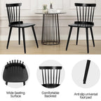 Chaise de salle à manger Windsor noire à dossier à barreaux, lot de 2/4