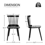 Chaise de salle à manger Windsor noire à dossier à barreaux, lot de 2/4