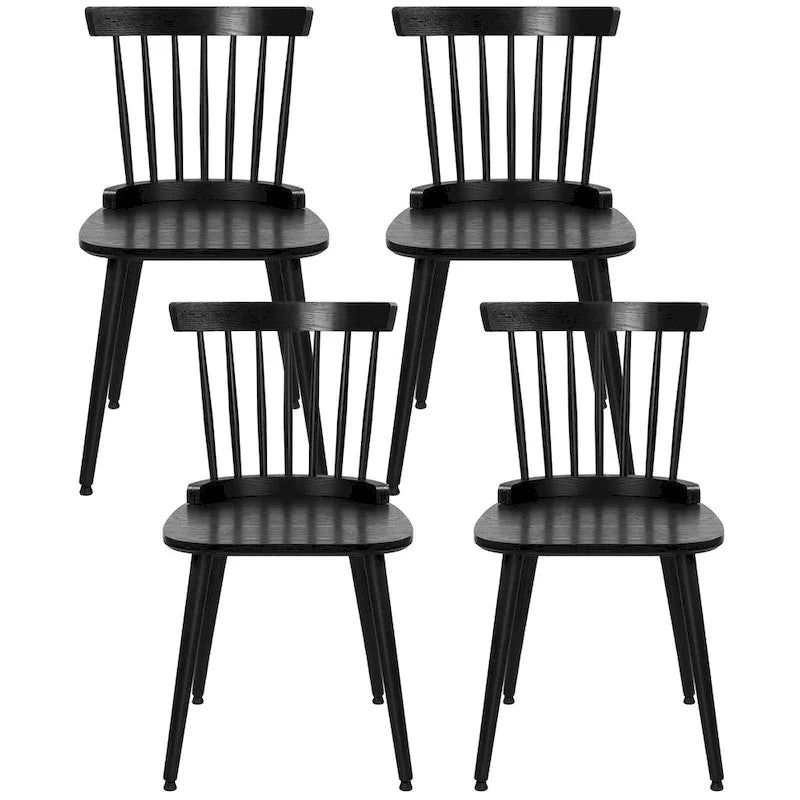 Chaise de salle à manger Windsor noire à dossier à barreaux, lot de 2/4