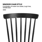 Chaise de salle à manger Windsor noire à dossier à barreaux, lot de 2/4