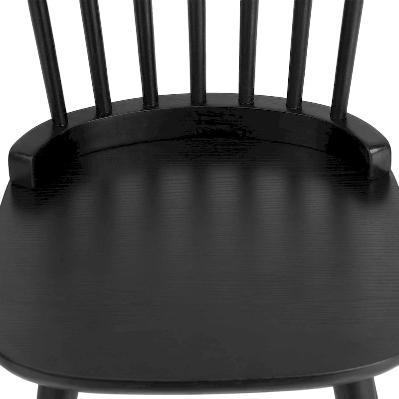 Chaise de salle à manger Windsor noire à dossier à barreaux, lot de 2/4