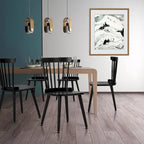 Chaise de salle à manger Windsor noire à dossier à barreaux, lot de 2/4
