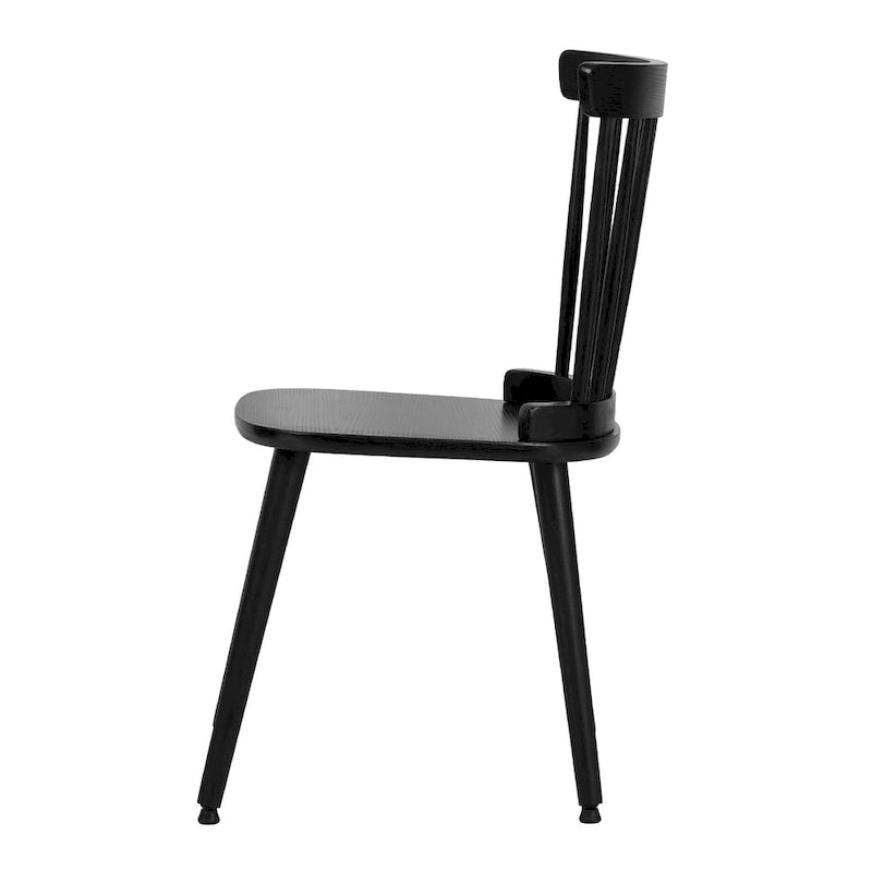 Chaise de salle à manger Windsor noire à dossier à barreaux, lot de 2/4