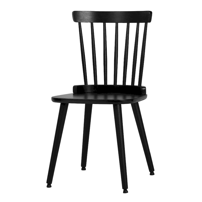 Chaise de salle à manger Windsor noire à dossier à barreaux, lot de 2/4