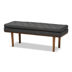 Banc moderne du milieu du siècle, capitonné, gris/beige, 1 place