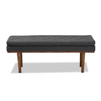 Banc moderne du milieu du siècle, capitonné, gris/beige, 1 place