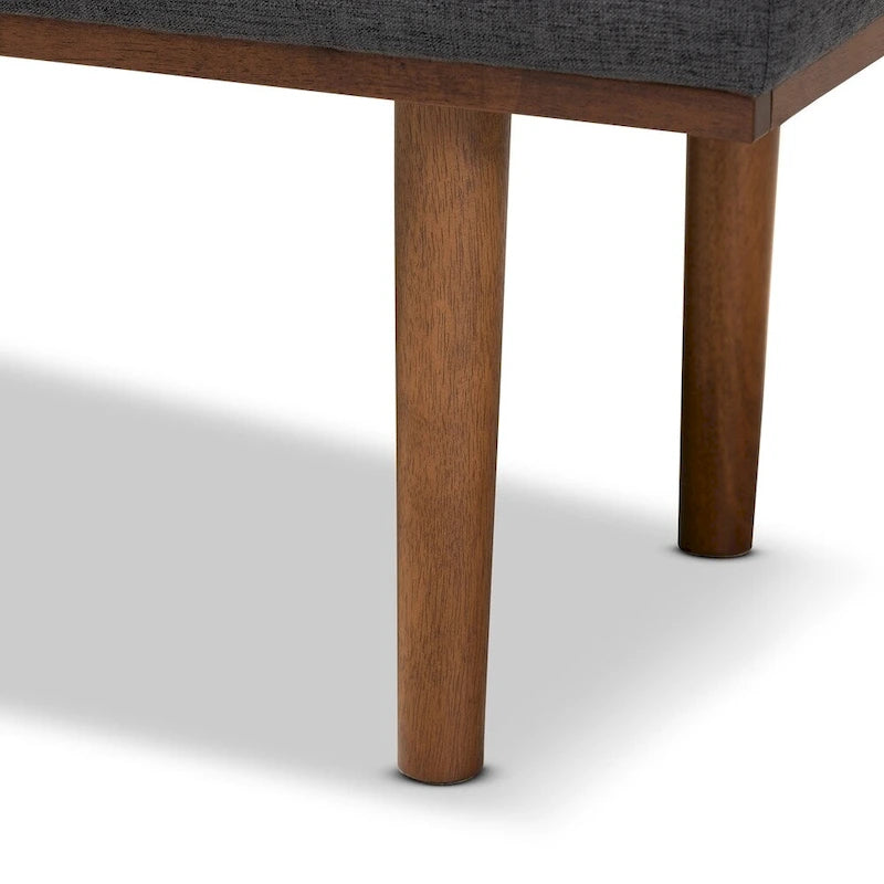 Banc moderne du milieu du siècle, capitonné, gris/beige, 1 place