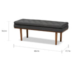 Banc moderne du milieu du siècle, capitonné, gris/beige, 1 place