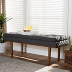 Banc moderne du milieu du siècle, capitonné, gris/beige, 1 place
