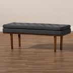 Banc moderne du milieu du siècle, capitonné, gris/beige, 1 place