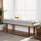Banc moderne du milieu du siècle, capitonné, gris/beige, 1 place