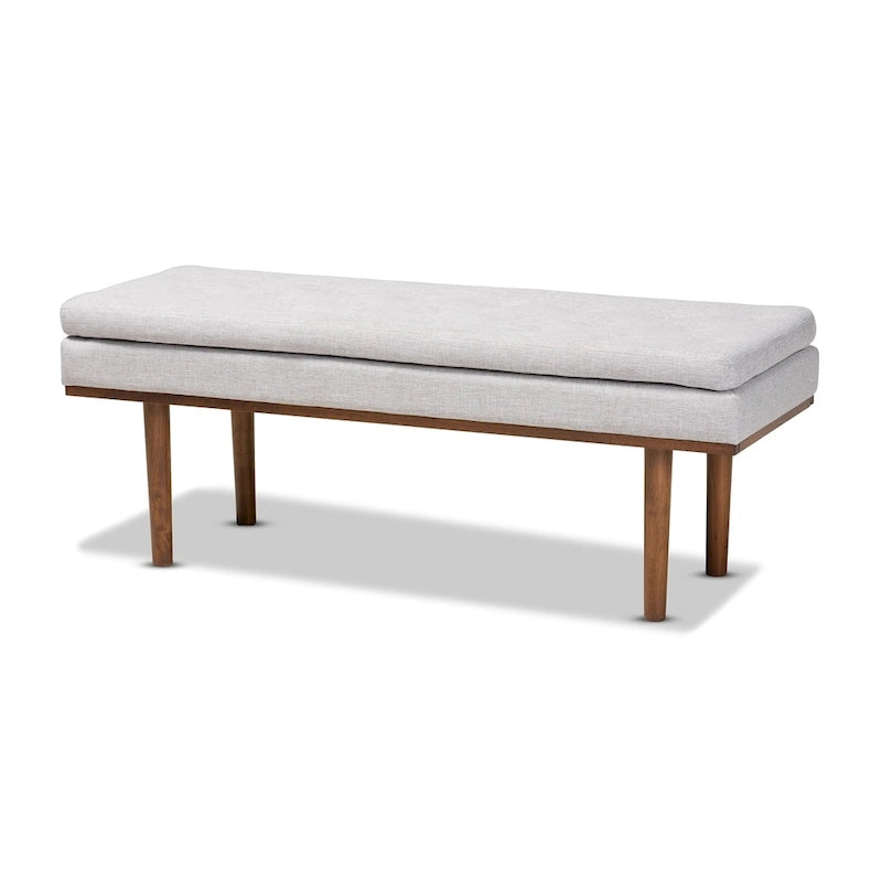 Banc moderne du milieu du siècle, capitonné, gris/beige, 1 place