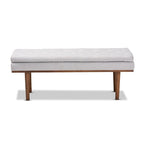 Banc moderne du milieu du siècle, capitonné, gris/beige, 1 place