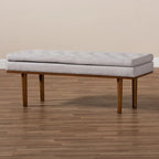 Banc moderne du milieu du siècle, capitonné, gris/beige, 1 place