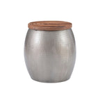Table d'appoint Tambour martelé avec rangement dissimulé – Or / Argent