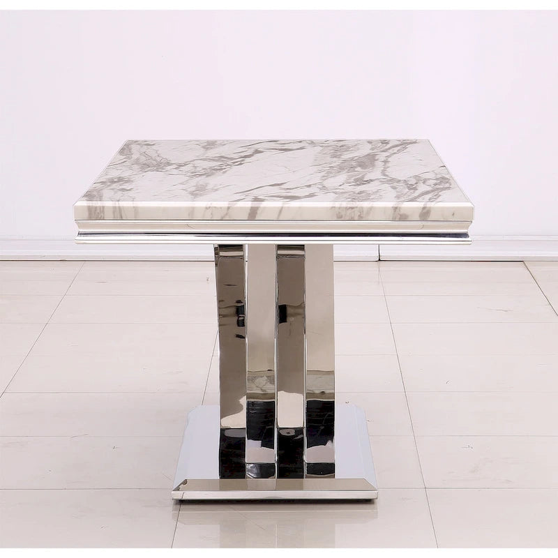 Table à manger rectangulaire noire/argentée, piètement double en X, 6 places