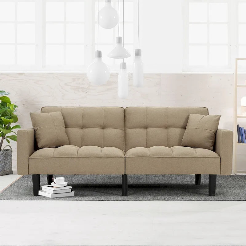 Canapé-lit futon convertible, similicuir, inclinable 3 positions, 1 place (Chêne/Kaki, Gris, Noir, Marron)