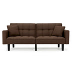 Canapé-lit futon convertible, similicuir, inclinable 3 positions, 1 place (Chêne/Kaki, Gris, Noir, Marron)